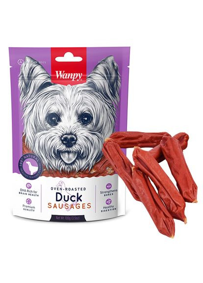 Лакомство для собак Duck Sausages Сосиски с уткой 100 г (6927749820086) Wanpy (279573354)