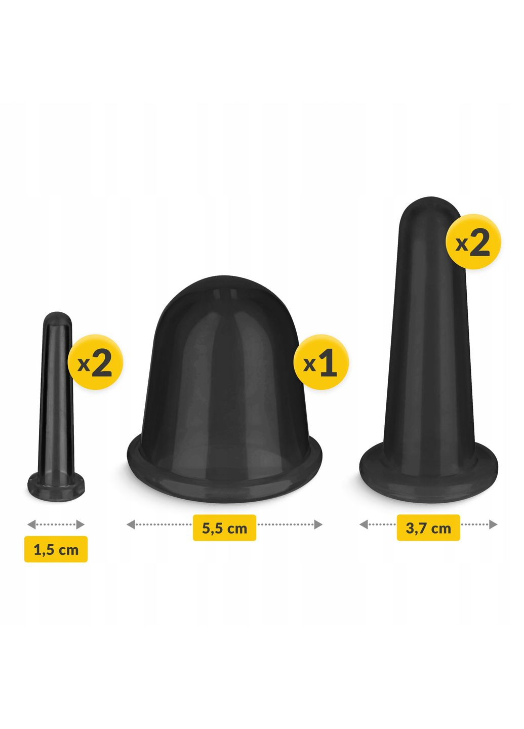 Вакуумні масажні банки силіконові для тіла (китайські/атницелюлітні банки) 5 шт Black () 4FIZJO P-5907739314949 (346533136)