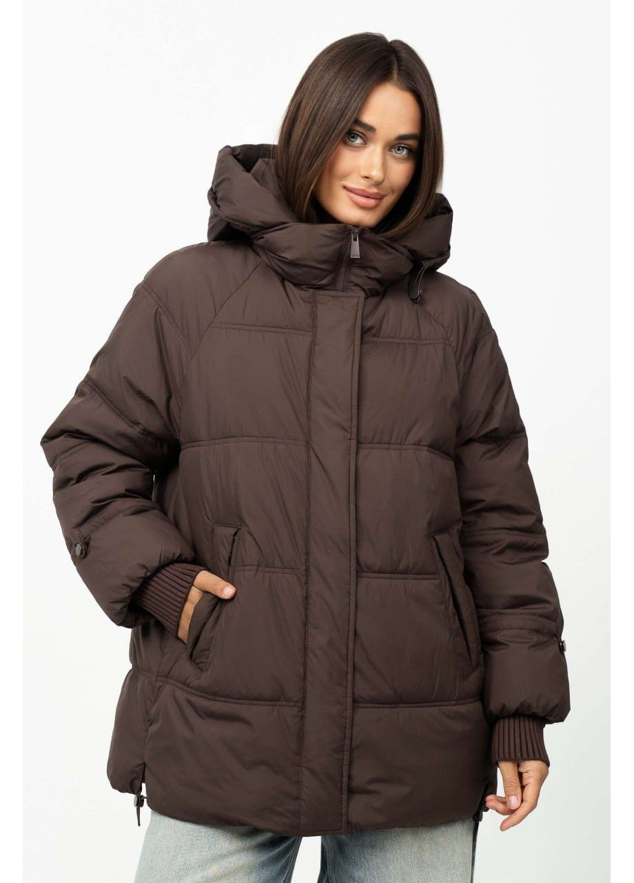 Коричневая зимняя женская куртка больших размеров Jeannie