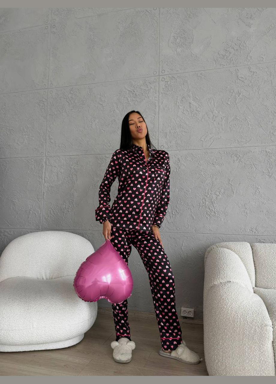 Комбинированная всесезон женская пижама виктория розовая No Brand Пижама женская сатиновая
