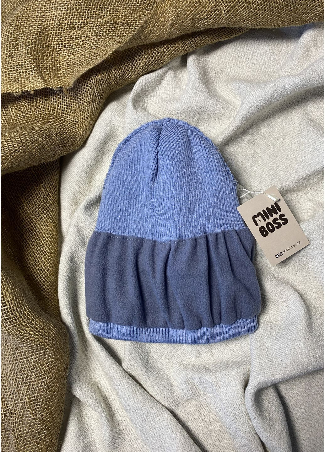 Двухслойная шапка для детей и подростков с отворотом, утеплённая флисом, для холодной осени и зимы Talvi Твіст (370369514)