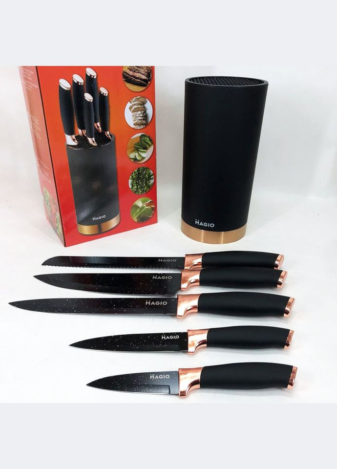 Набір ножів універсальний кухонний Magio MG-1091 чорний,