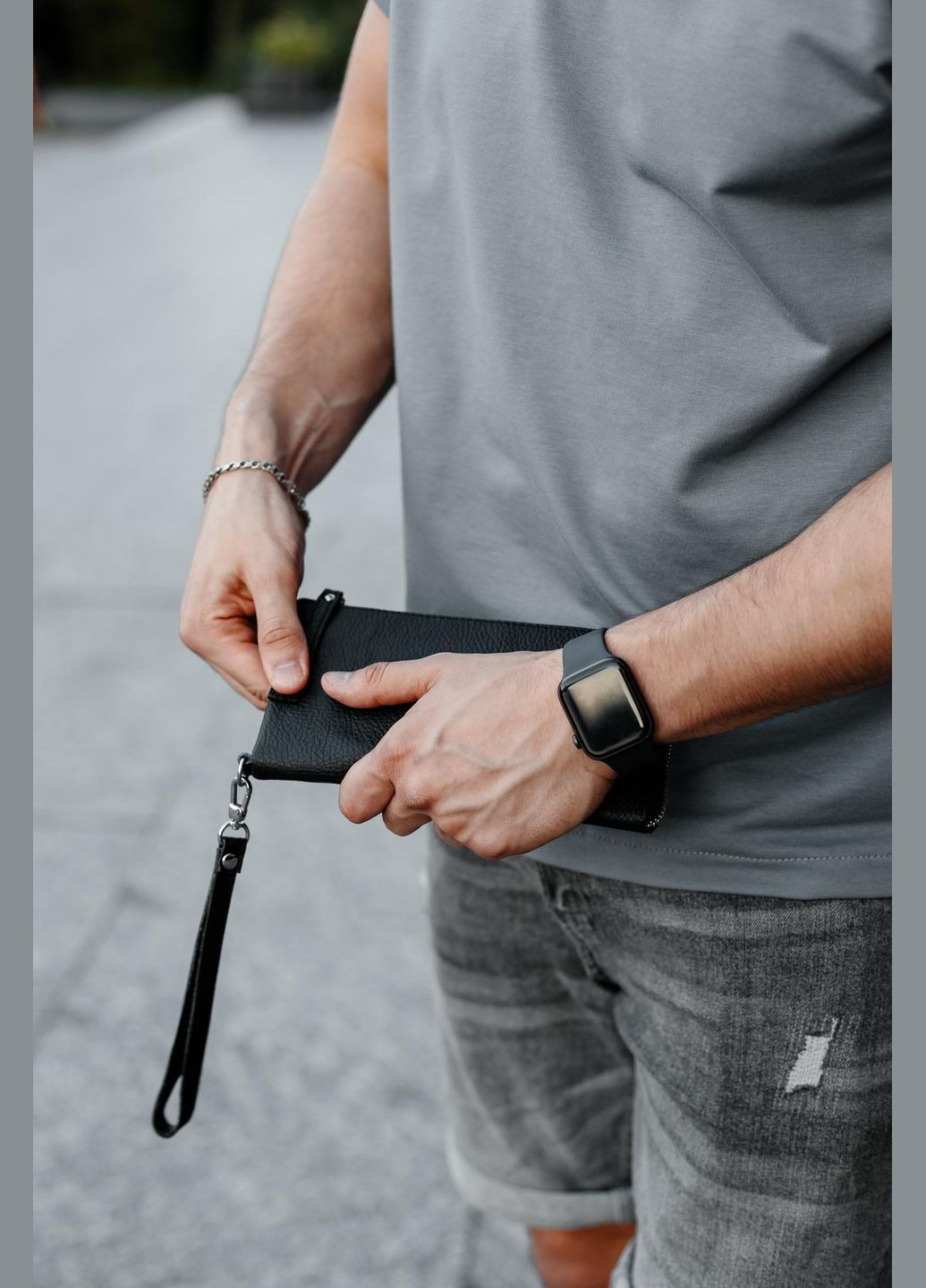 Мужской клатч-кошелек из натуральной зернистой кожи Trampl (Черный) SKILL (322605470)