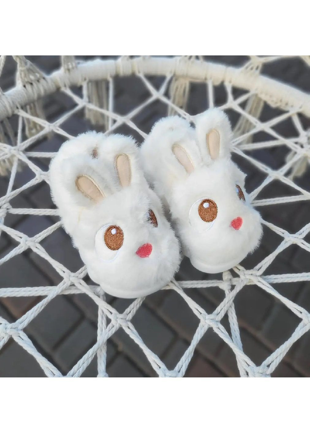 Дитячі кімнатні домашні зимові плюшеві закриті капці для дітей дівчаток 17 см (481727-Prob) Білий Зайчик розмір 26-27 Unbranded (365657964)