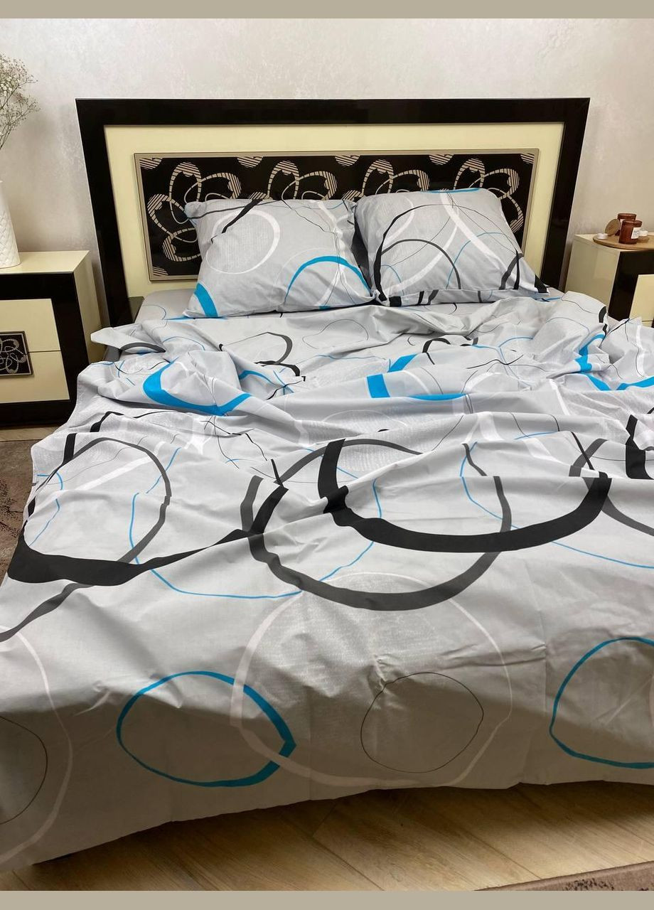 Постельное белье хлопковое Дакота Двуспальное Простынь на резинке 160x200х20 Бязь Серое 50 х 70 No Brand (304063490)