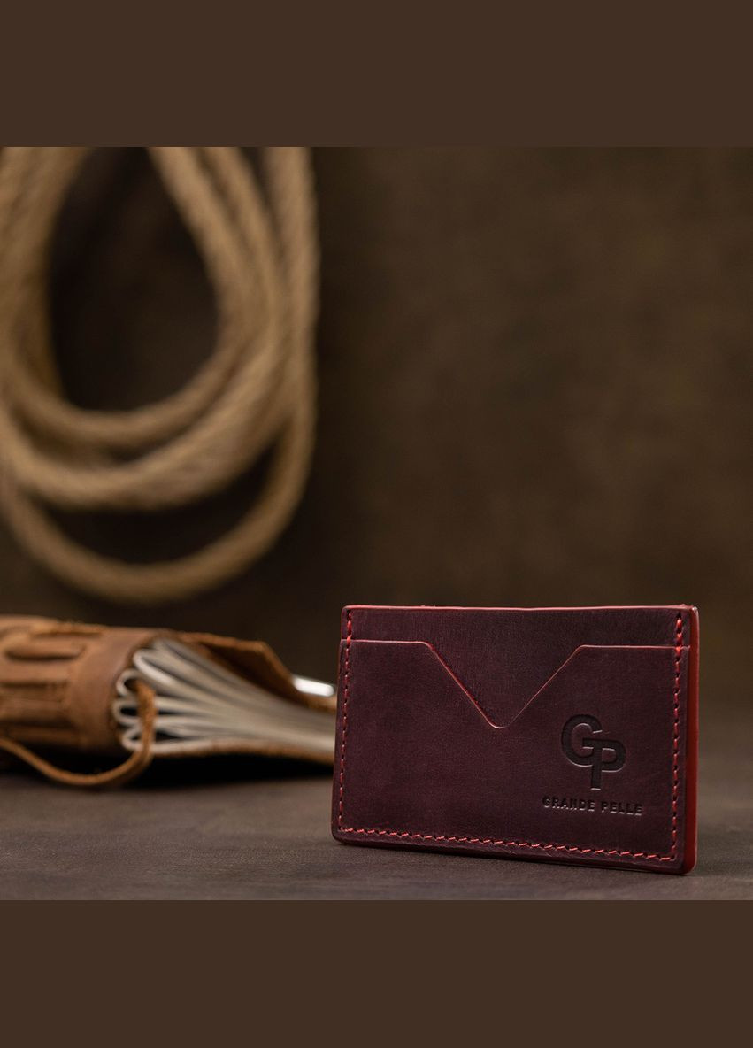 Шкіряний жіночий картхолдер 11527 Бордовий Grande Pelle (329147216)