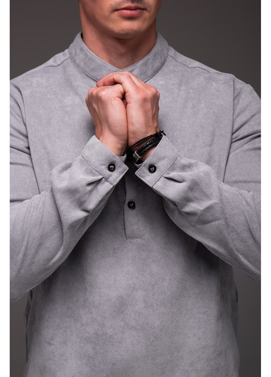 Чоловіча світло-сіра сорочка вельвет Stylish Touch (355429185)