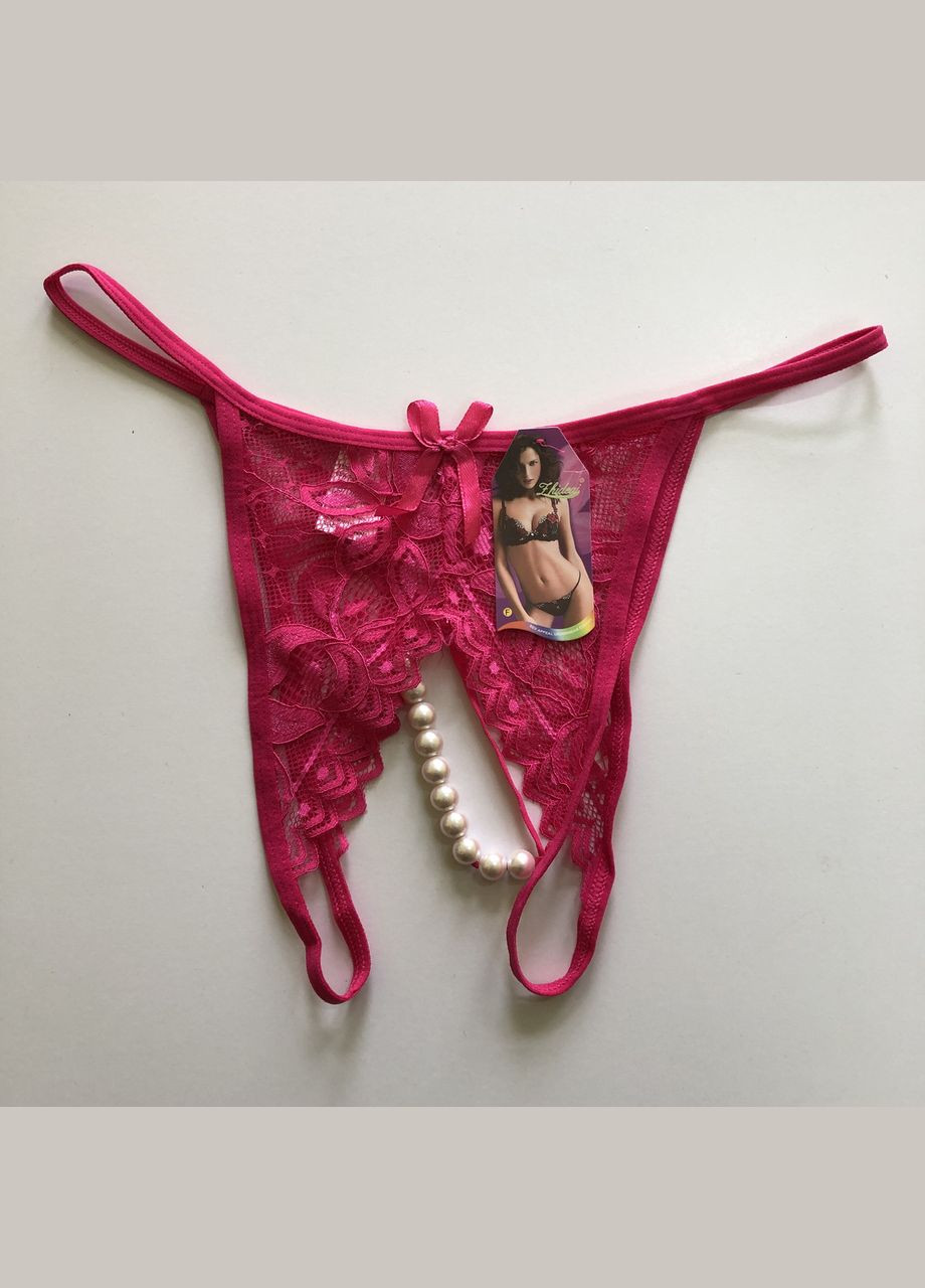 Кружевные трусики с открытым доступом и с нитью из жемчужин Sexy OneSize (8-32) No Brand (312005125)