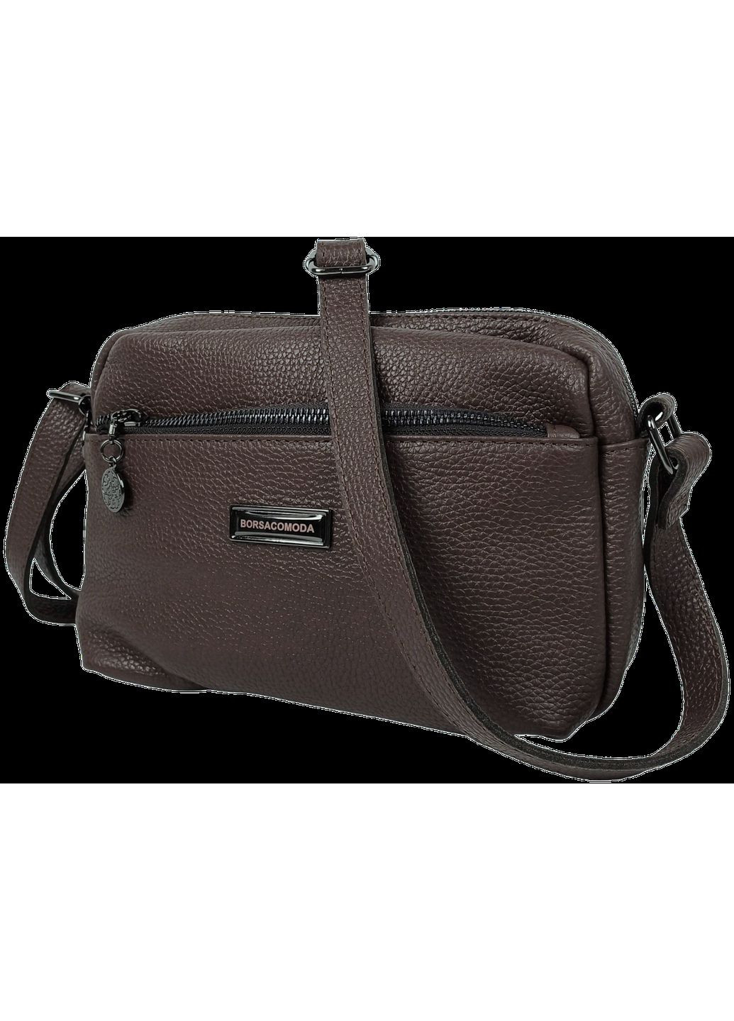 Сумка жіноча темно-коричнева, шкіряна, 25х17х10 см, на плече Borsacomoda (372692713)