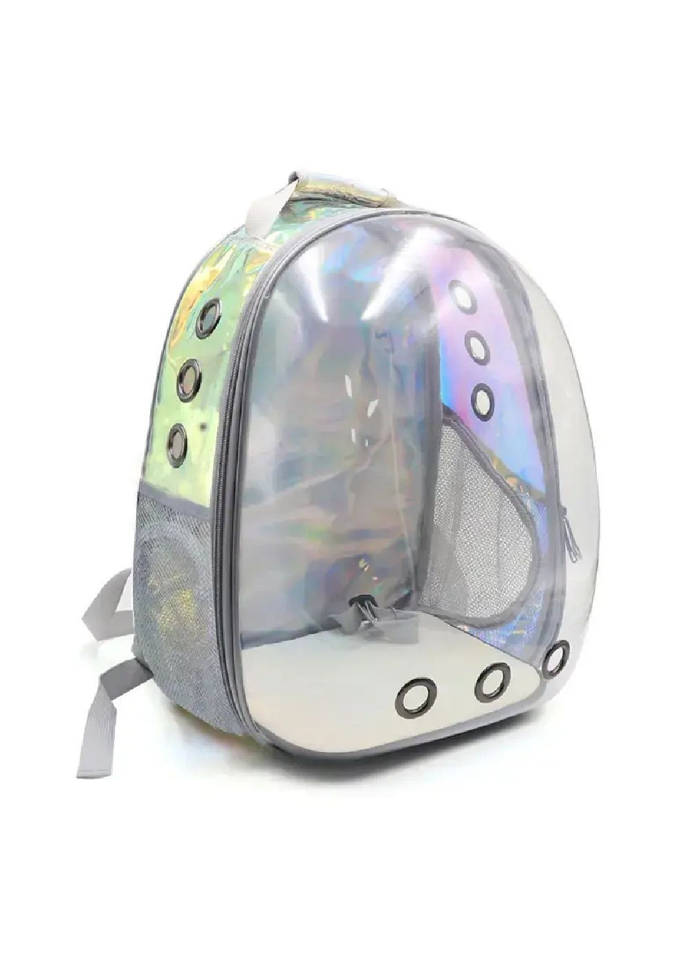 Рюкзак переноска водонепроникна для тварин котів собак з прозорою стінкою 42х31х28 см (477207-Prob) Голографічний білий Unbranded (295469377)