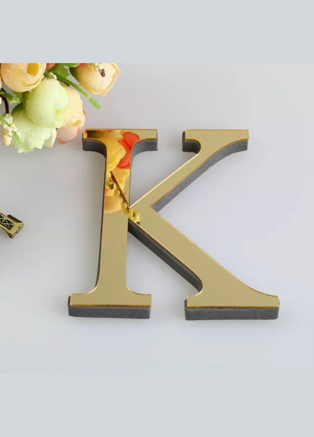 3D Зеркальна золотая буква K наклейка 15 см высота No Brand (302242571)