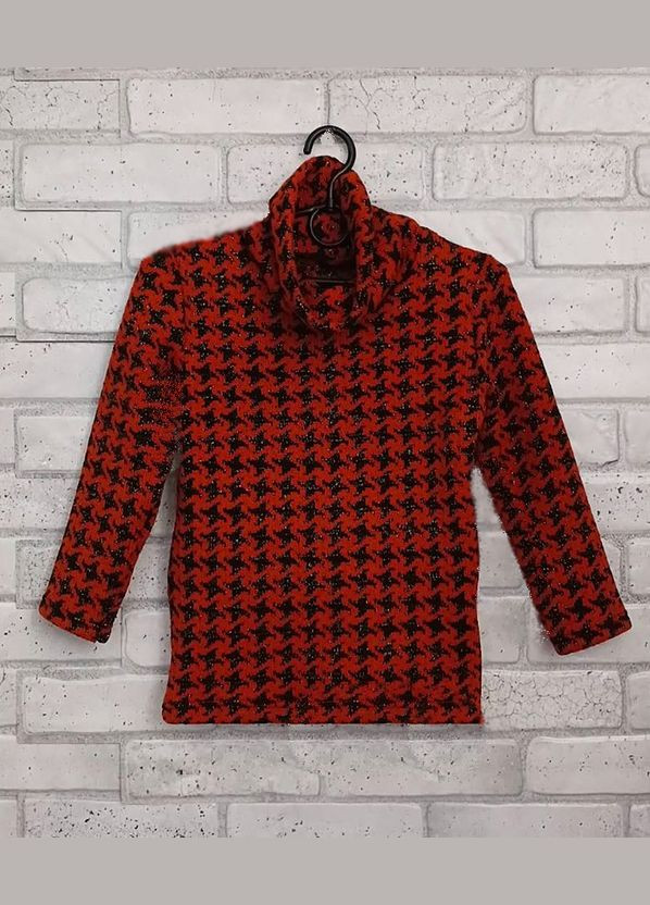 Теплая детская водолазка вязаная гусиные лапки горловина хомут цвет терракот акрил 80% шерсть 20% No Brand (322295267)