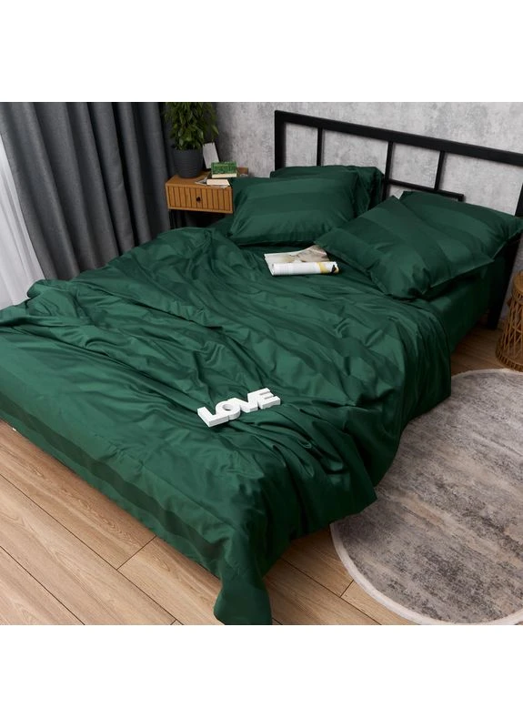 Комплект постельного белья Satin Stripe двуспальный 175х210 наволочки 4х70х70 (MS-820016984) Moon&Star Emerald Luxe (400230344)