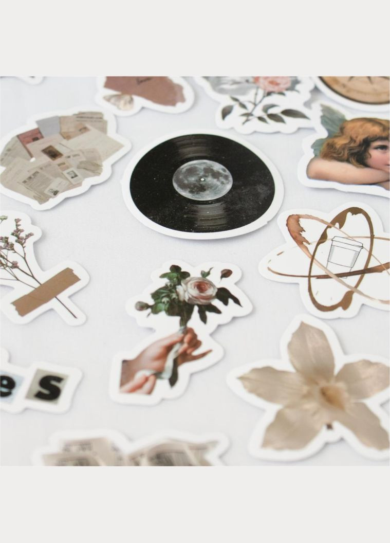 Комплект вінтажних стікерів 30 штучек матові наліпки мистецтво декор для скрапбукінгу колажні естетичний арт стиль ретро класика No Brand (347317430)