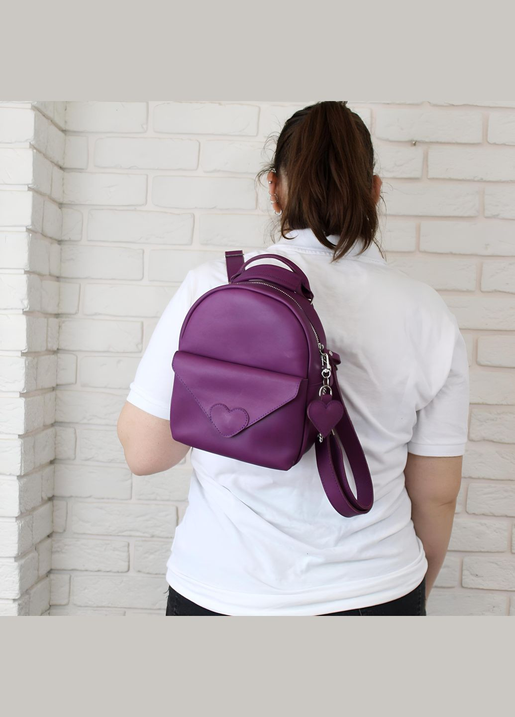 Рюкзак трансформер шкіряний з брелоком. Шкіра Краст. Бузковий. STOK (297863326)