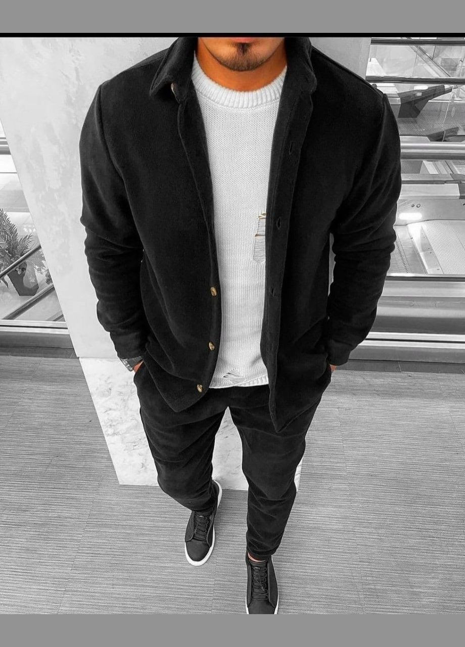 Чорний зимній флісовий чоловічий костюм брючний Vakko