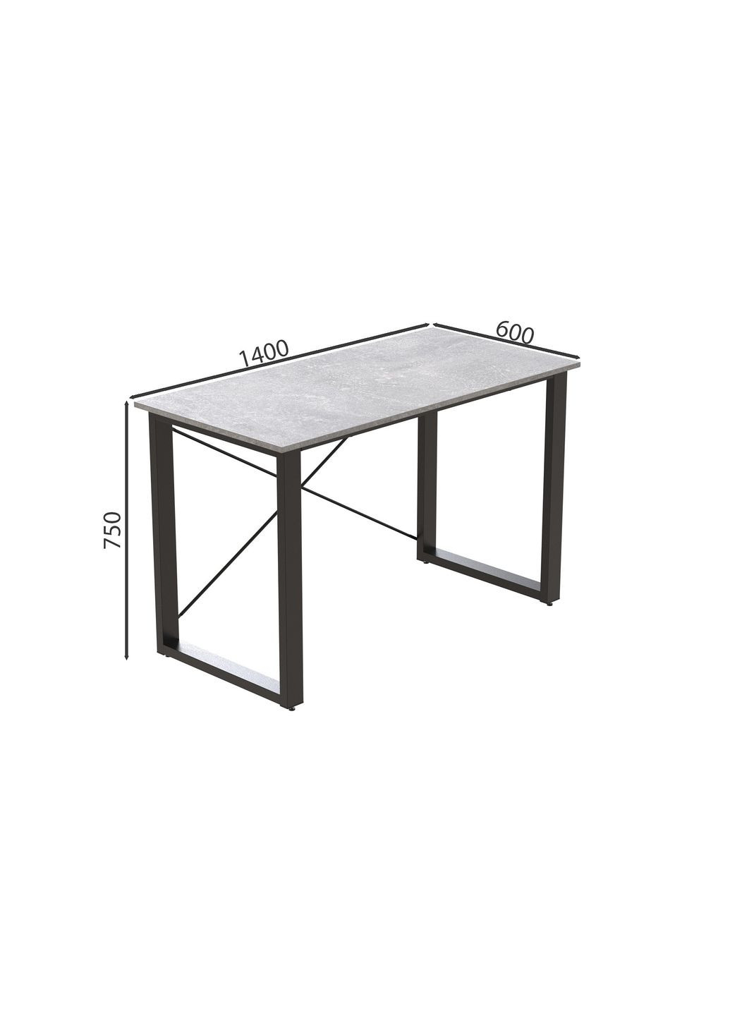 Письмовий стіл Драйв 750x1400x600 Чорний метал ДСП 16 мм (FRD-103135) Ferrum-decor (360645219)