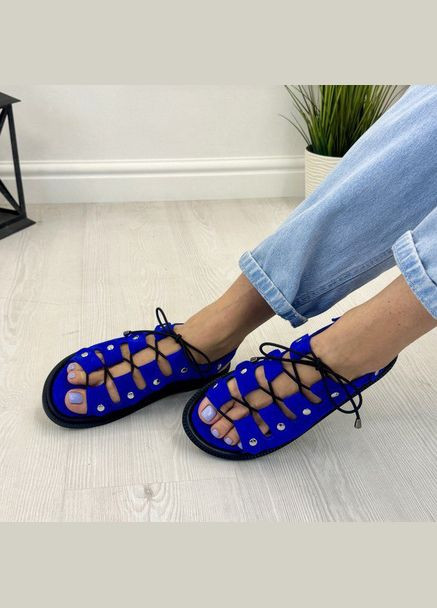 Босоніжки замшеві жіночі на низькому ходу. Колір електрик. 39 розмір Vasha para (303931749)