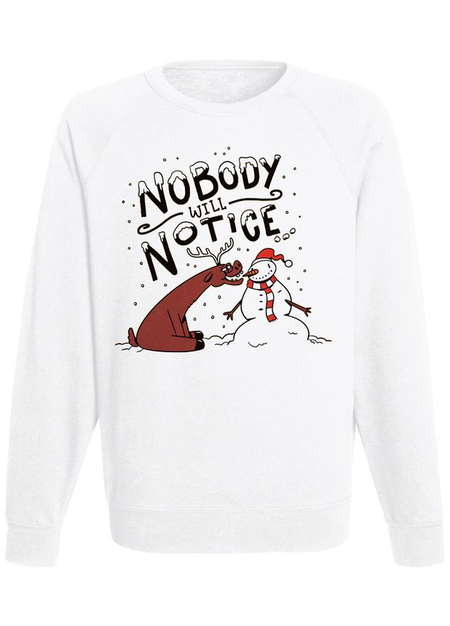 Світшот новорічний Nobody Will Notice - Reindeer nowman (білий) S Fat Cat - крій білий - (283025274)