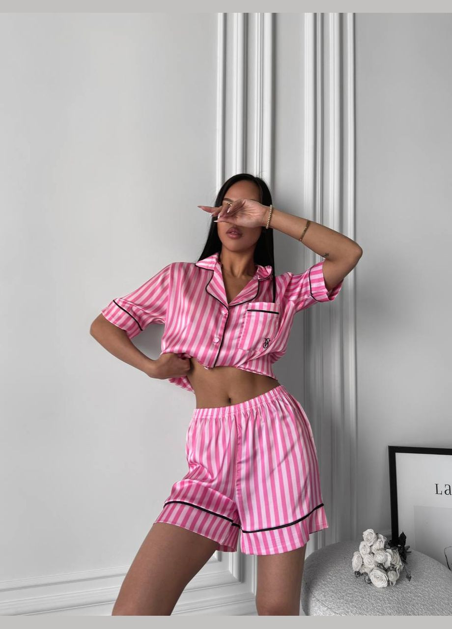 Темно-розовая всесезон пижама женская с шортами No Brand Піжама шорти та сорочки
