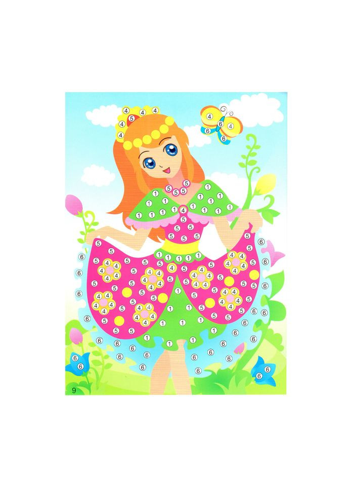 Дитяча мозаїка за номерами "Принцеса" 13-126-16 різнокольорові камінці Bambi (372559875)