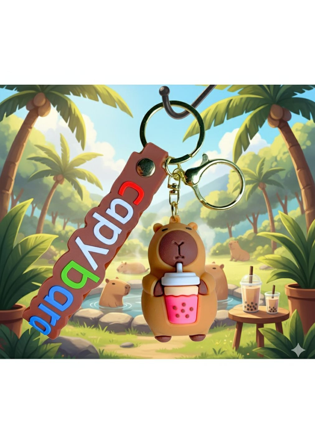 Капибара брелок capybara на ключе, на сумку фигурка игрушка антистресс подвеска 6,2 см Shantou (315634992)
