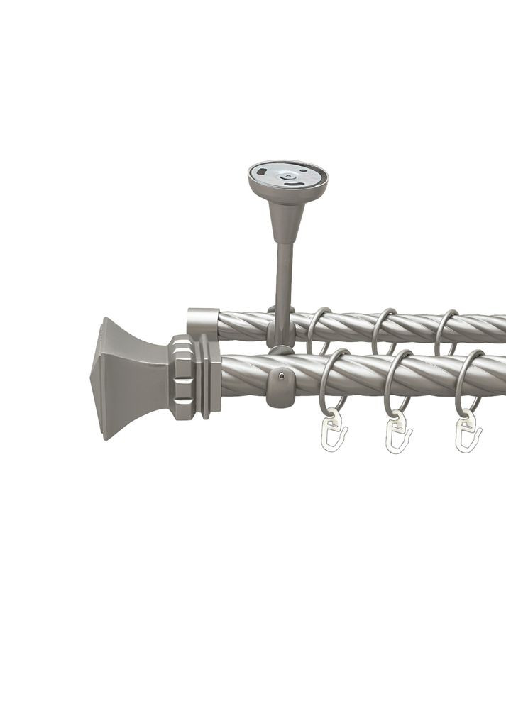 Карниз Эмпория металлический двухрядный открытый к потолку скрученная труба Сатин 25\19 мм 160 см (00-00024206) ORVIT (300847034)
