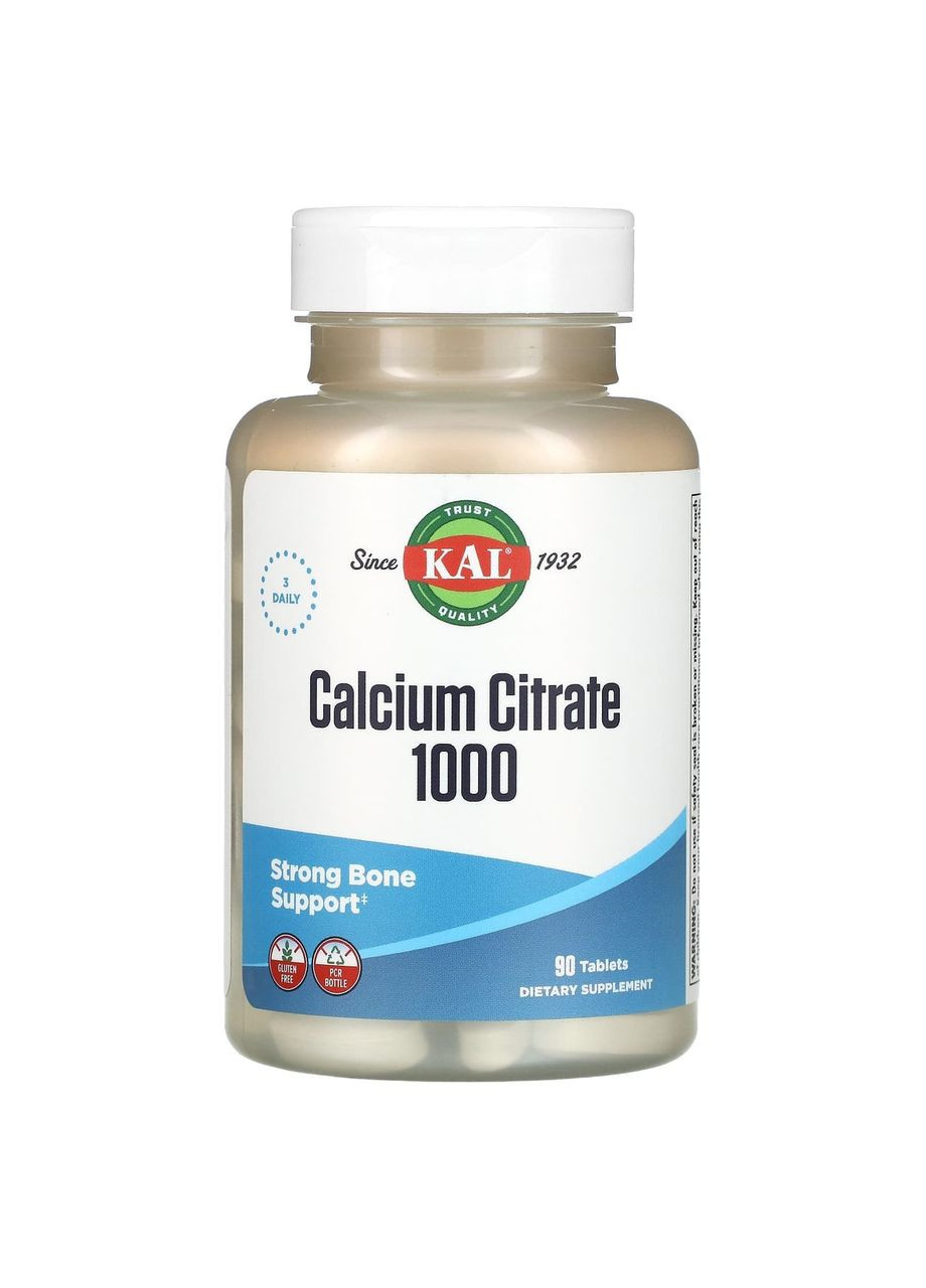 Кальцій цитрат 1000 мг Calcium Citrate для здоров'я кісток та зубів 90 таблеток KAL (270008822)