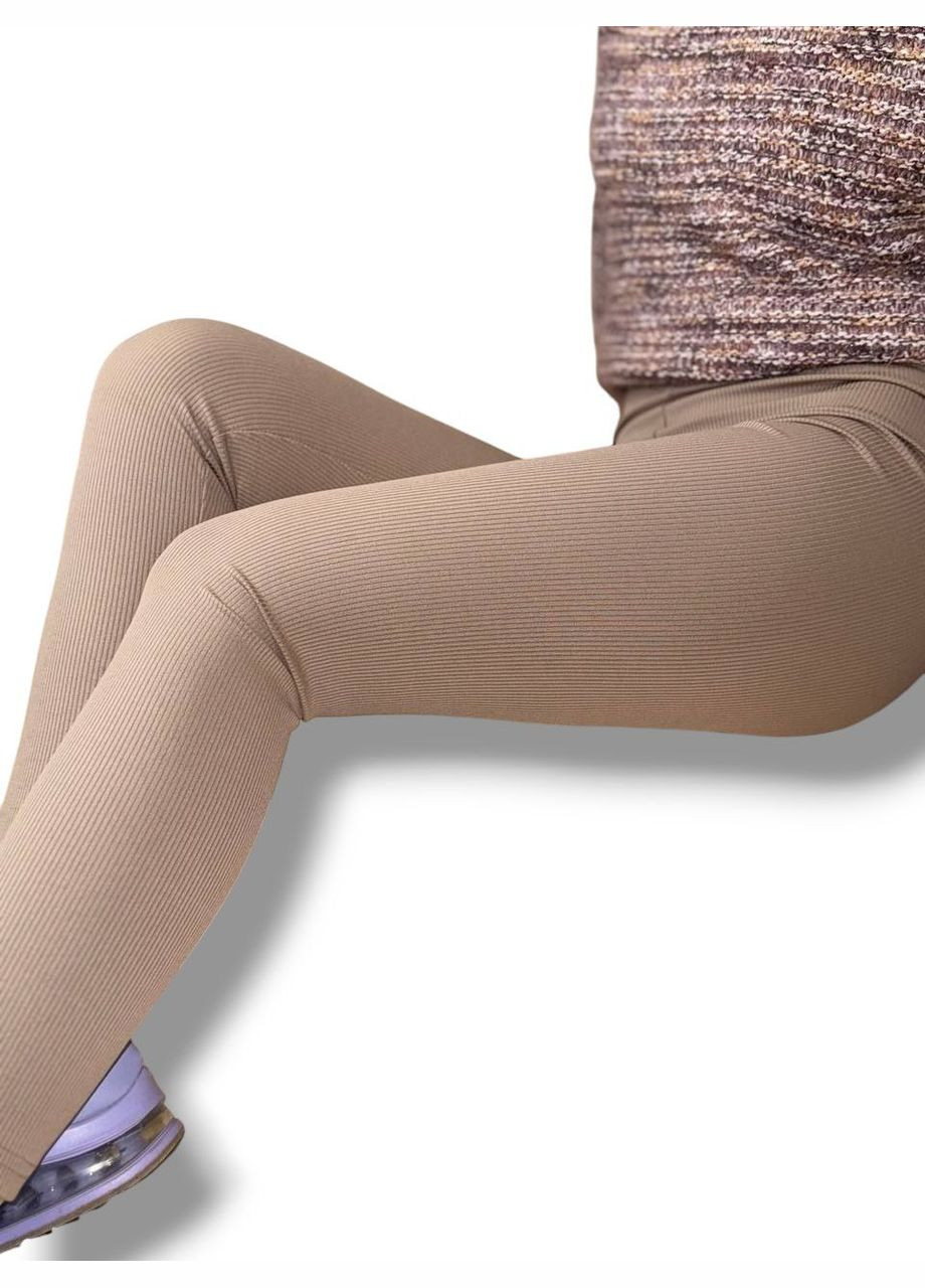 Лосины эластичные в рубчик женские с высоким широким поясом классические без утепления демисезон 99-101см No Brand Лосини в рубчик класичні без підкладки фуксія (342758755)