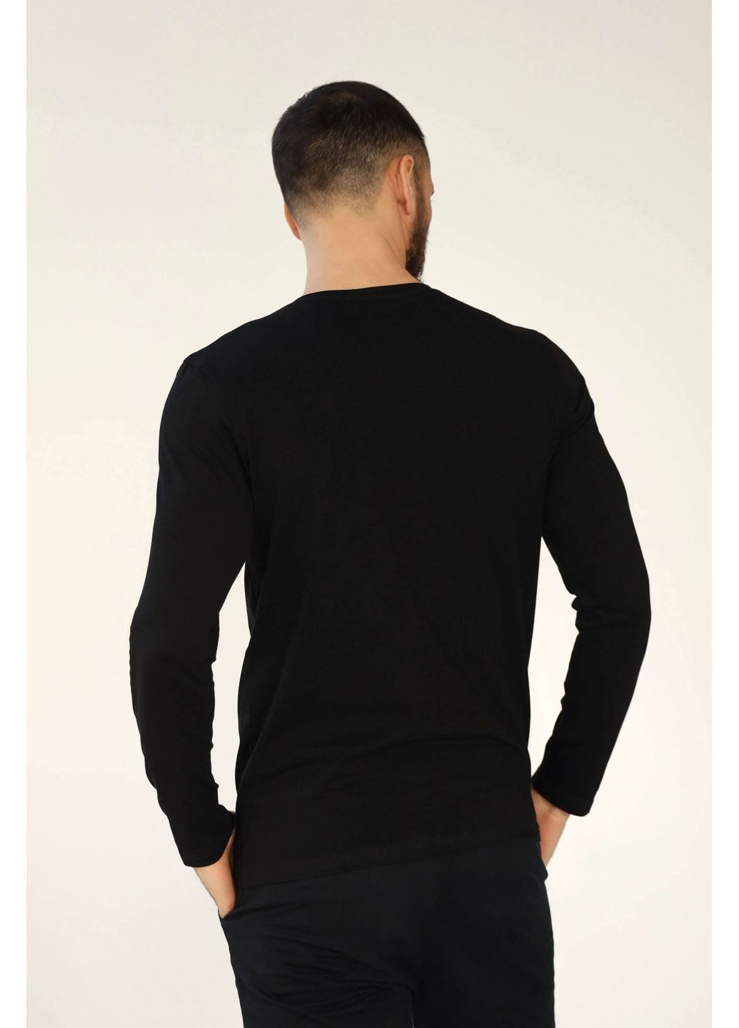 Чоловічий лонгслів, чорний, класичний Bonprix однотонний чорний денім, спортивні, повсякденні, кежуали, ділові, домашні поліестер