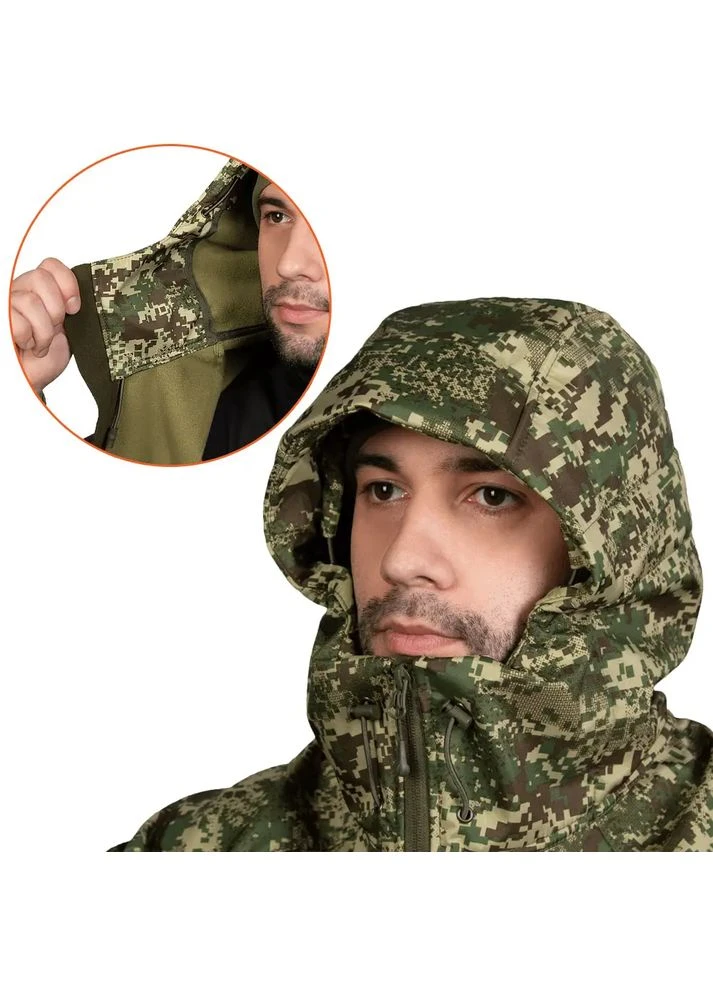 Комбинированная демисезонная куртка stalker softshell пиксель Camotec