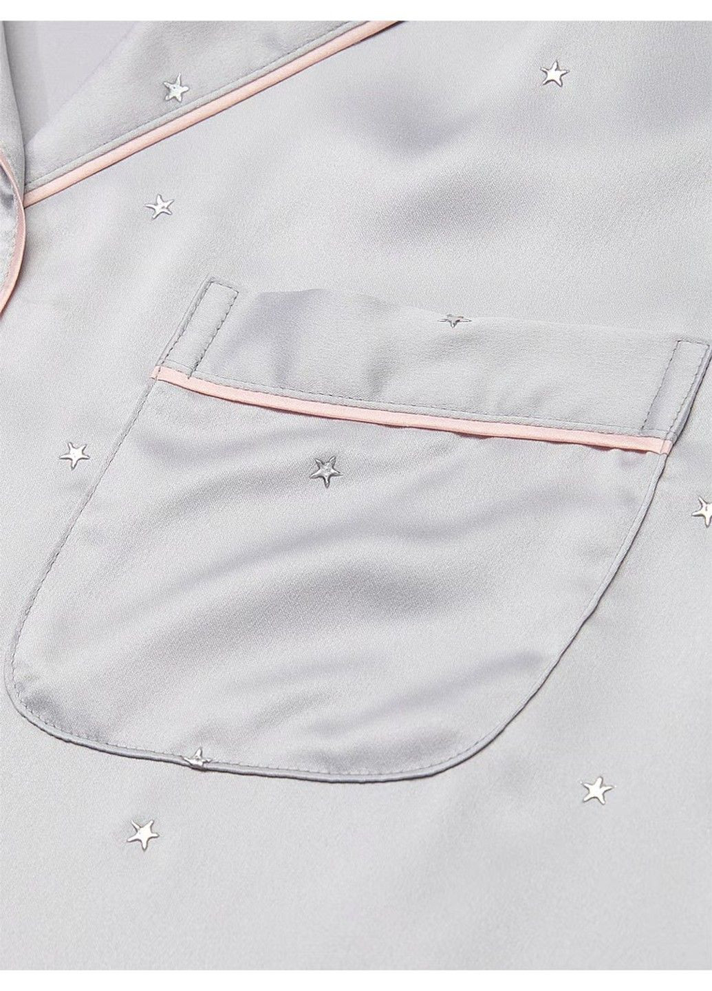 Голубая всесезон сатиновая пижама glazed satin dew drop long pajama set Victoria's Secret