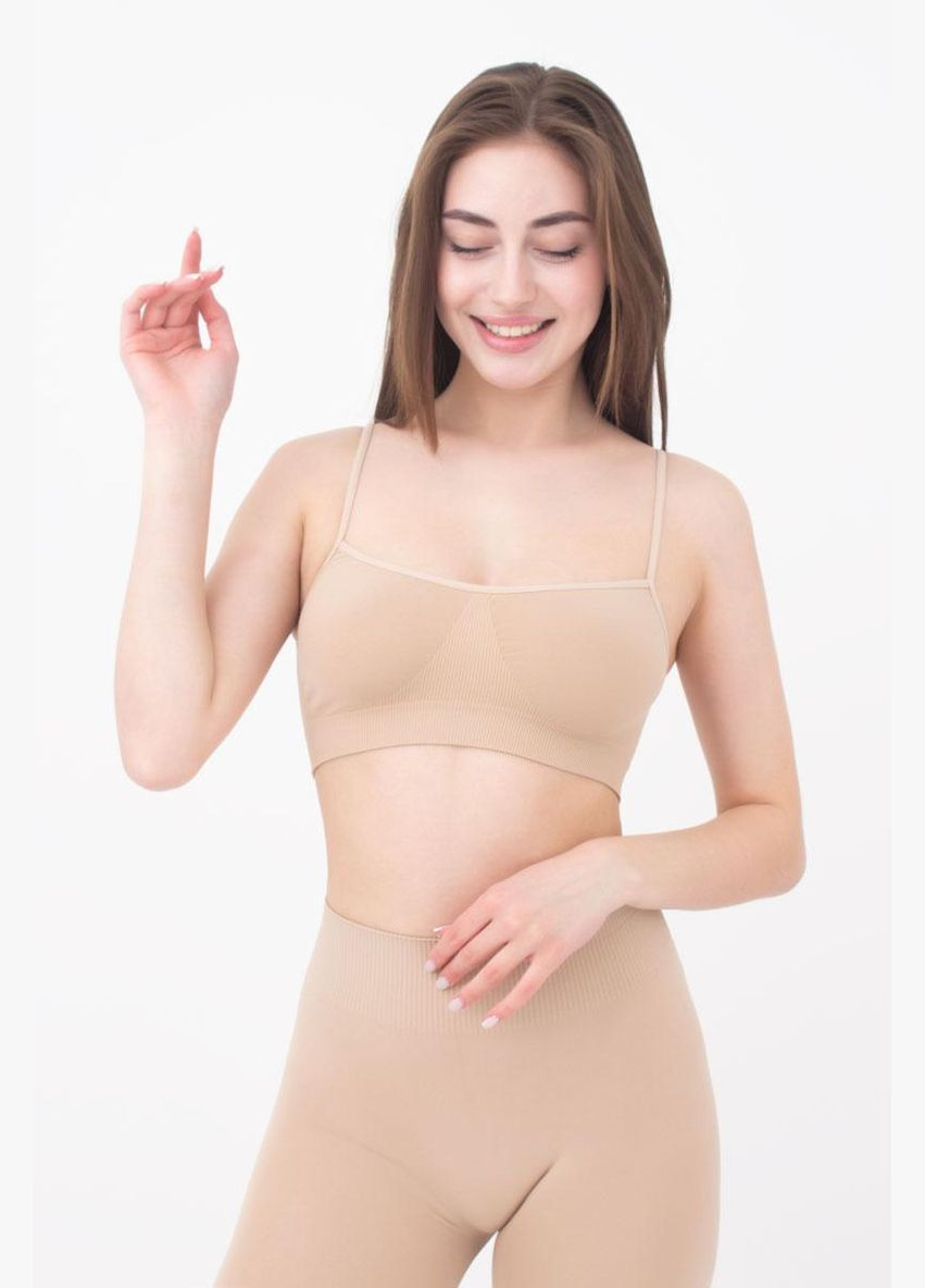 Безшовний топ на тонких бретелях top (naturale), бежевий, S/M Giulia (317751655)