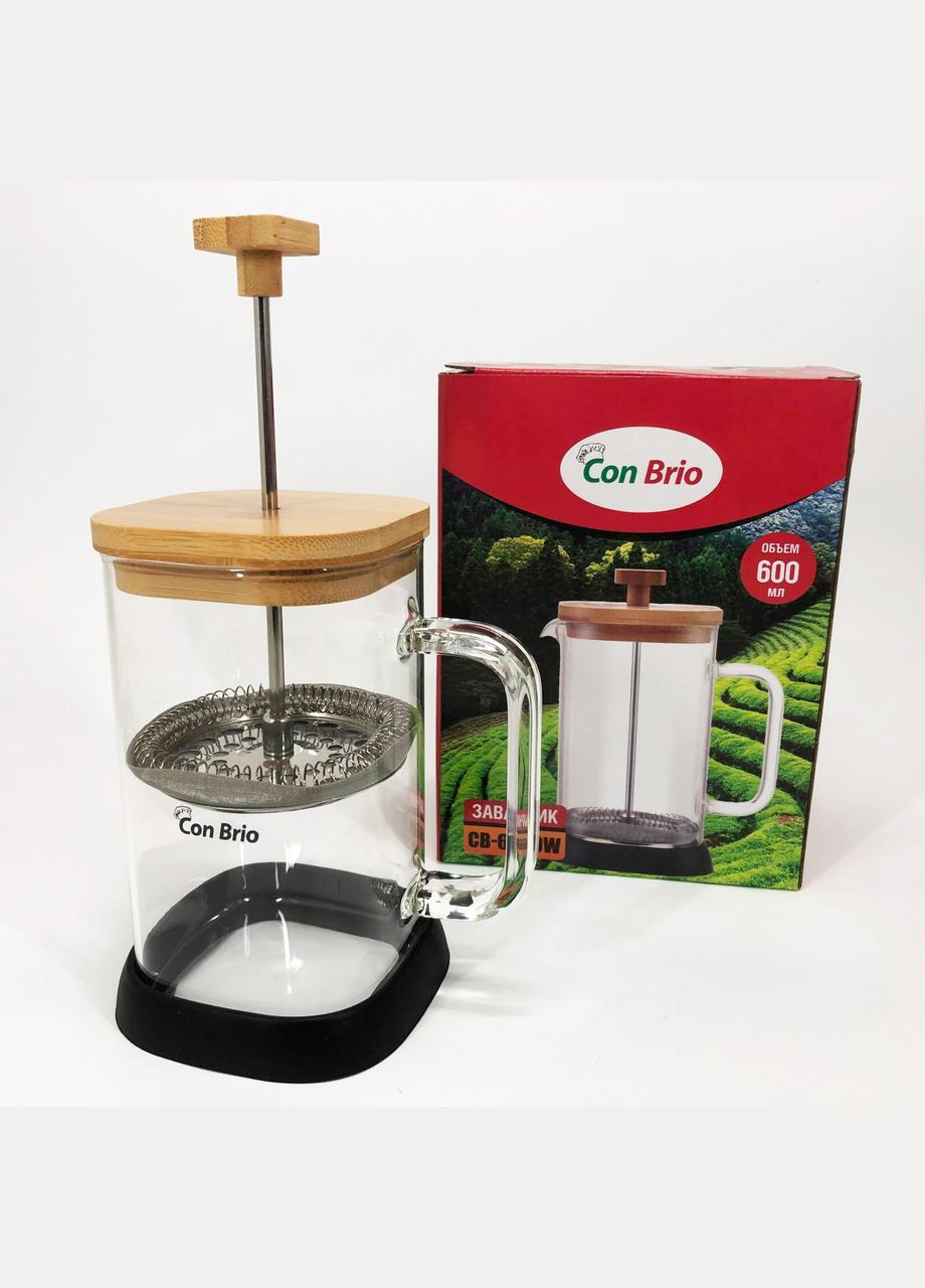 Френч-прес для кави з поршнем 600мл CB-6660W, Чайник заварник, BE-677 Френч-прес красивий Con Brio (349512115)