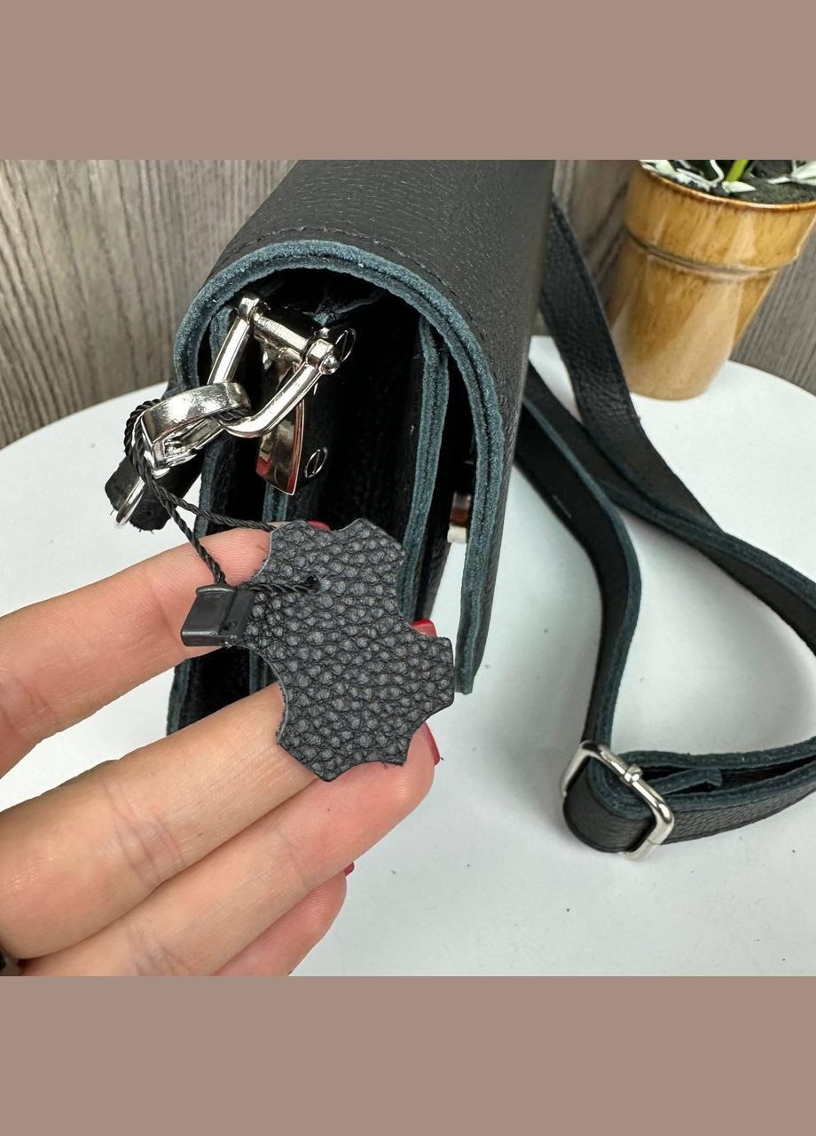 Шкіряна міні сумочка клатч на плече з тисненням чорна (sku_1695) No Brand (330576504)