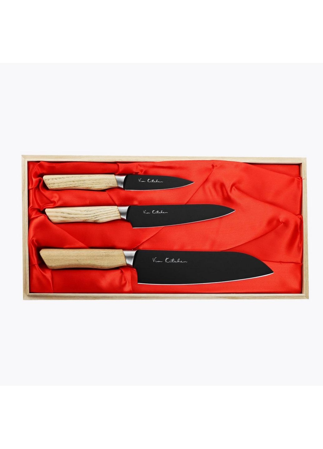 Набір із 3-х кухонних ножів Black Ash 9/13,5/17 см Satake комбінований,