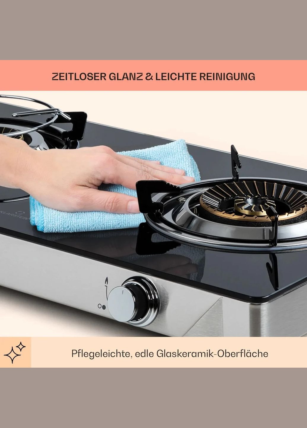 Настільна плита газова Barzona 2 (10040044) Klarstein (338194815)