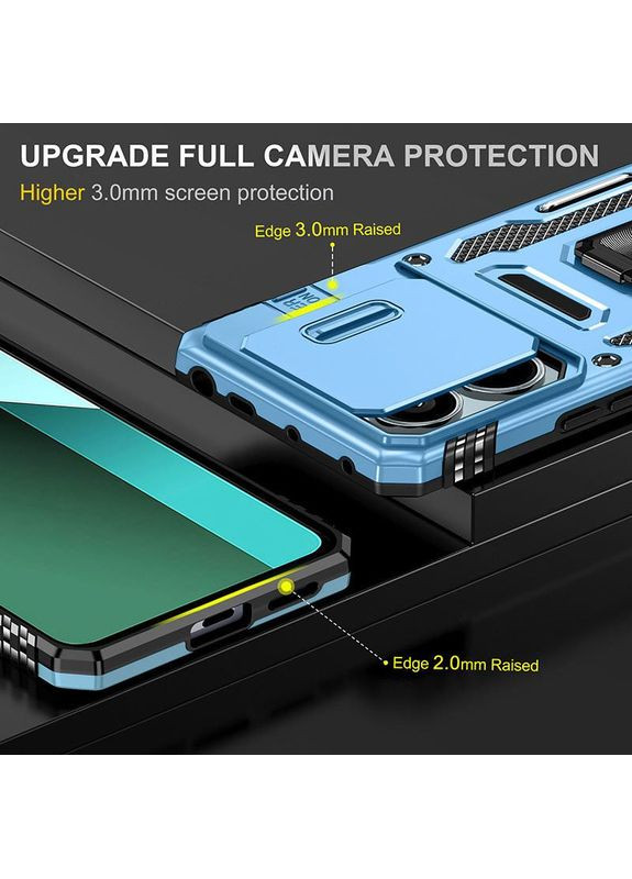 Ударостійкий чохол Camshield Army кільце для Xiaomi Redmi Note 13 Pro 4G / 14s / Poco M6 Pro 4G Блакитний Epik (372499549)