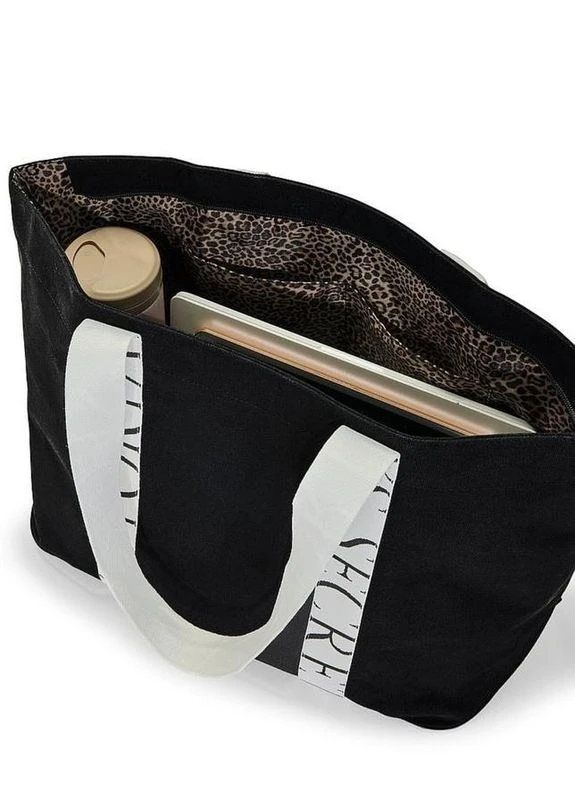 Сумка Шоппер Tote Bag, Чорна з логотипом Victoria's Secret (365241936)