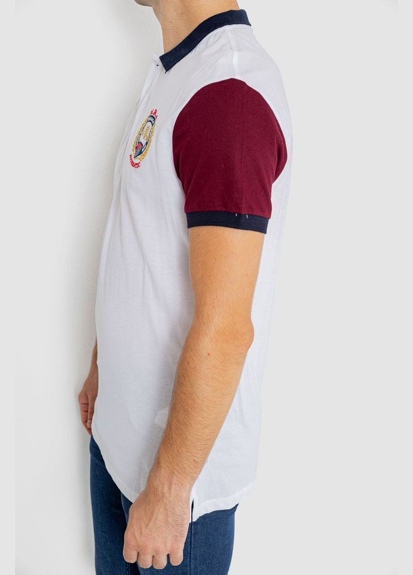 Белая поло мужское с принтом темно-синее размер l (sku_247r317) с коротким рукавом No Brand