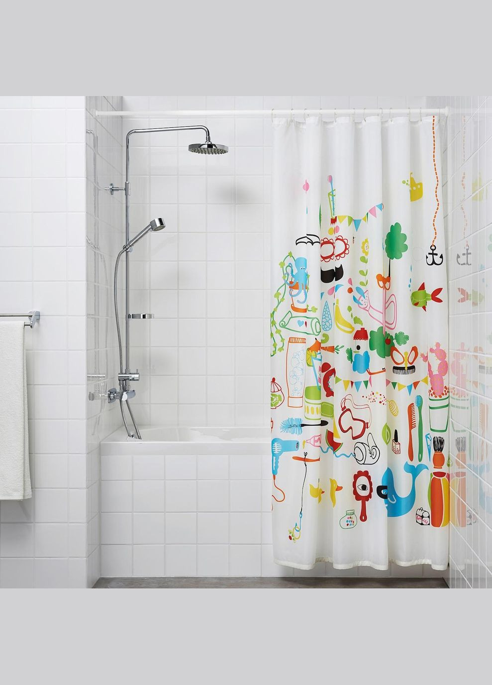 Штанга для душової шторки ІКЕА BOTAREN 120200 см білий (90314973) IKEA (267902646)
