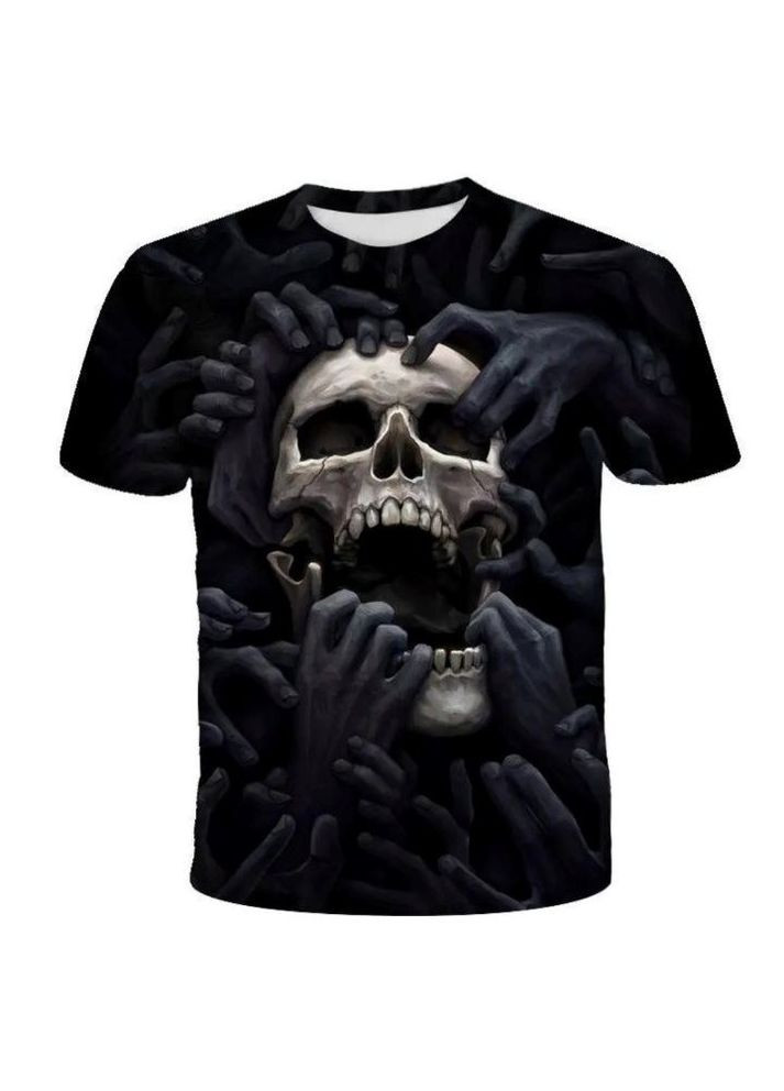 Черная футболка с черепом No Brand