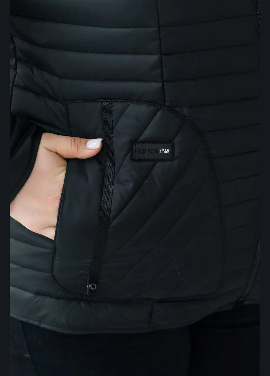 Чорна демісезонна жіноча демісезонна куртка великого розміру SK