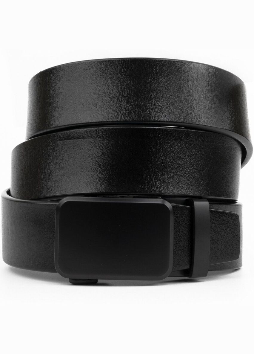 Мужской ремень кожаный c затемненным матовым металлом 20270 Черный Vintage (302972047)