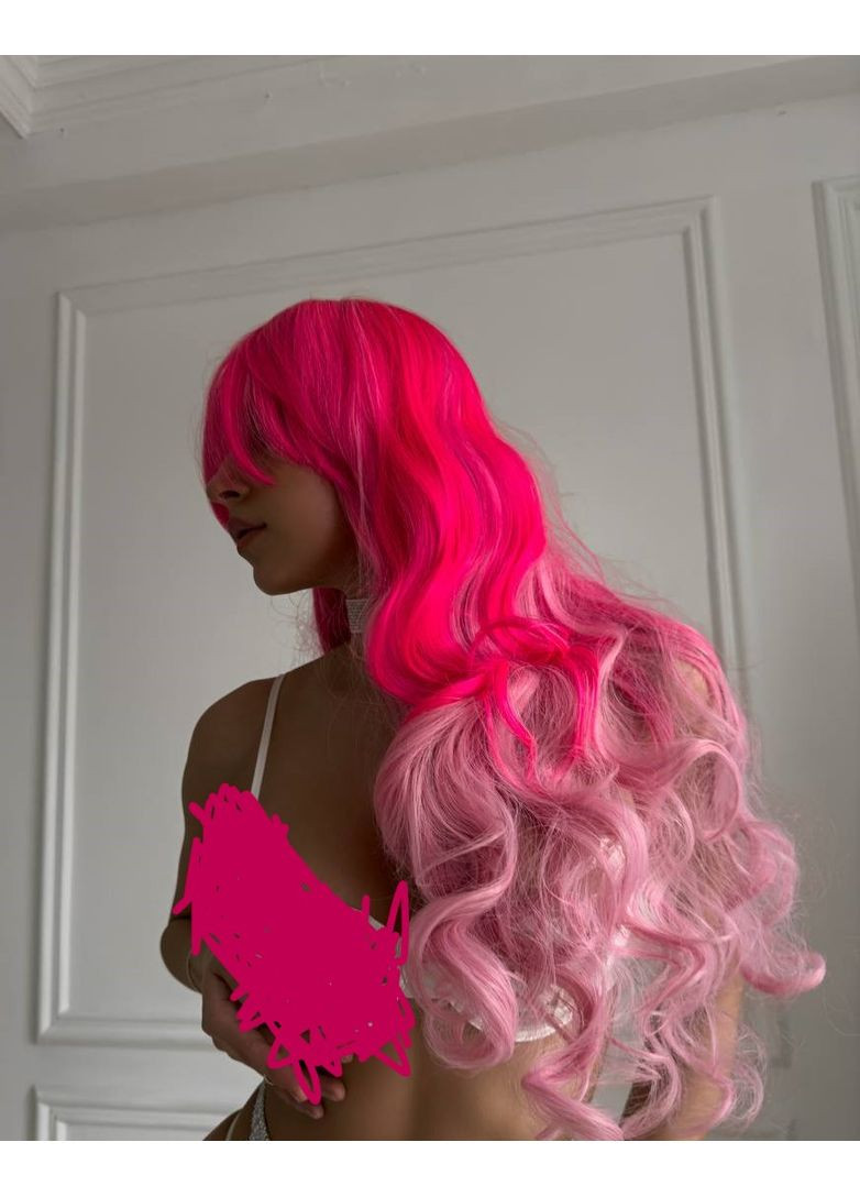 Жіноча яскрава рожева штучна перука довга аніме косплей No Brand (316660057)
