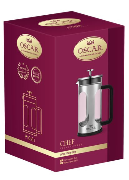 Френч-прес Chef 600 мл (OSR-7303-600) Oscar (296756663)