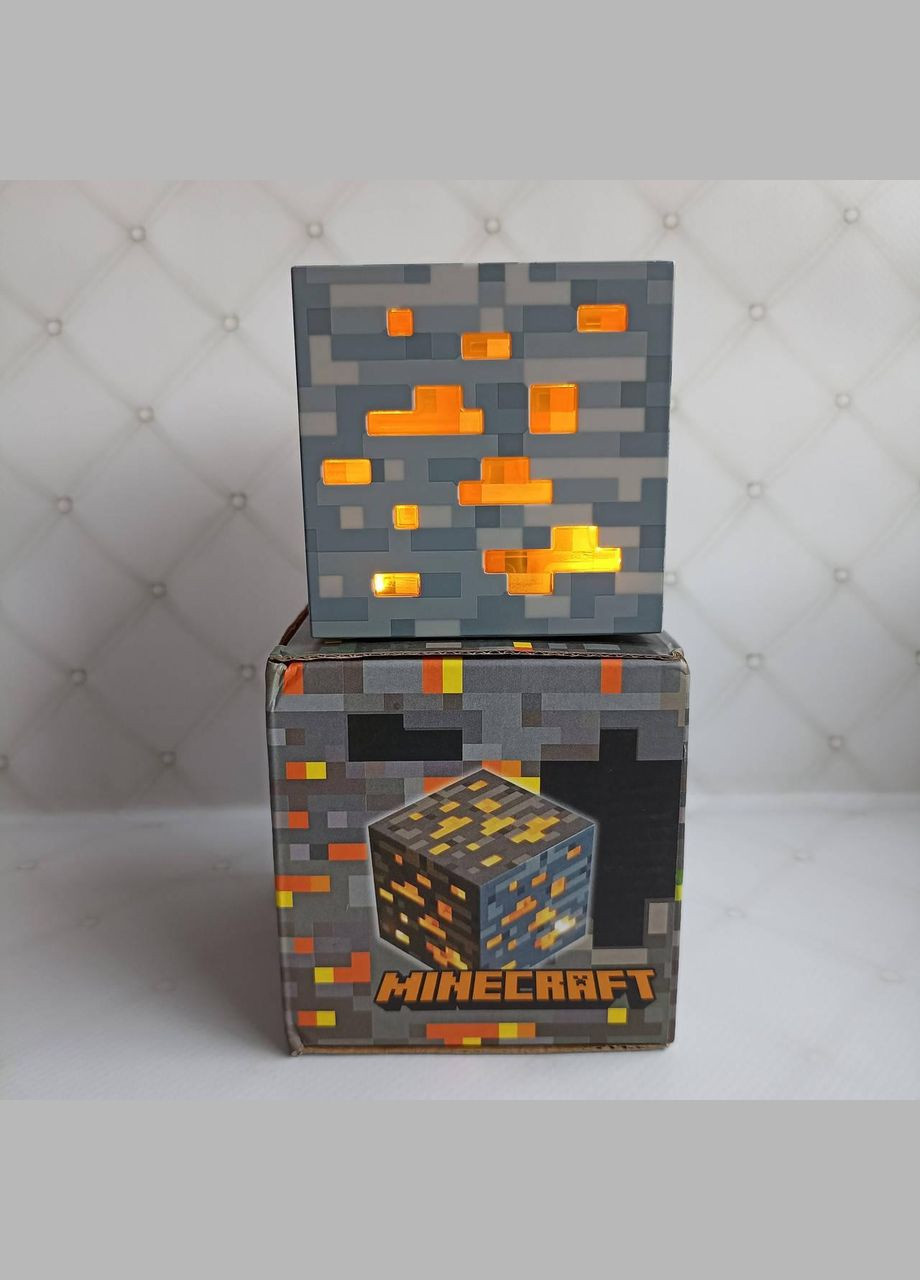 Светильник-ночник "Minecraft Руда" - куб с подсветкой (золото/редстоун/уголь) No Brand (346440169)