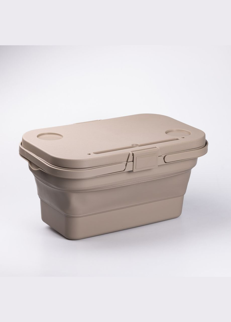 Складний кошик для пікніка з кришкою-столиком 44.8х26х14 см Бежевий SJ-0120BE LUGI (325922821)