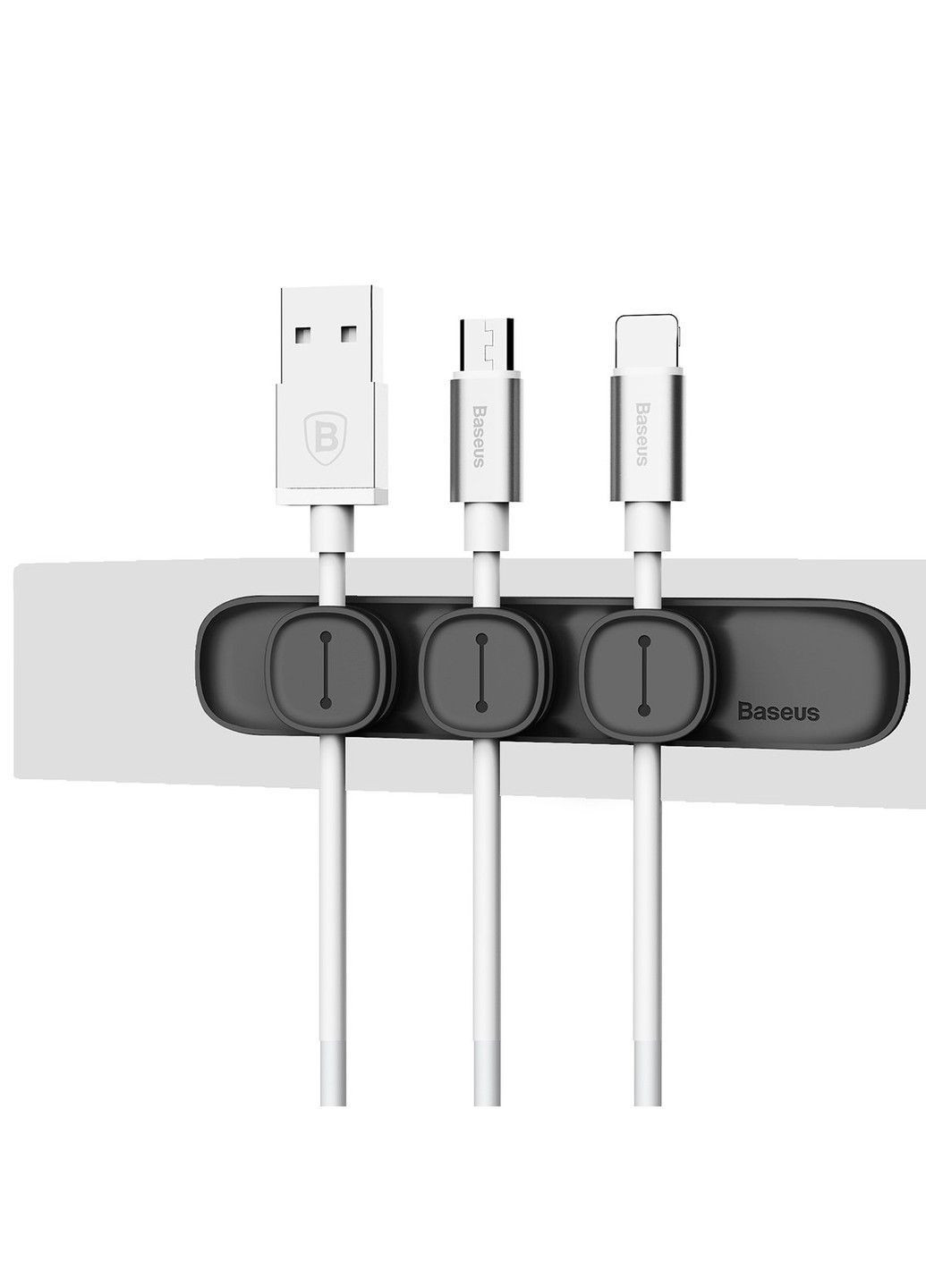 Тримач-затискач для кабелю магнітний Peas Cable Clip Black Baseus (371363083)
