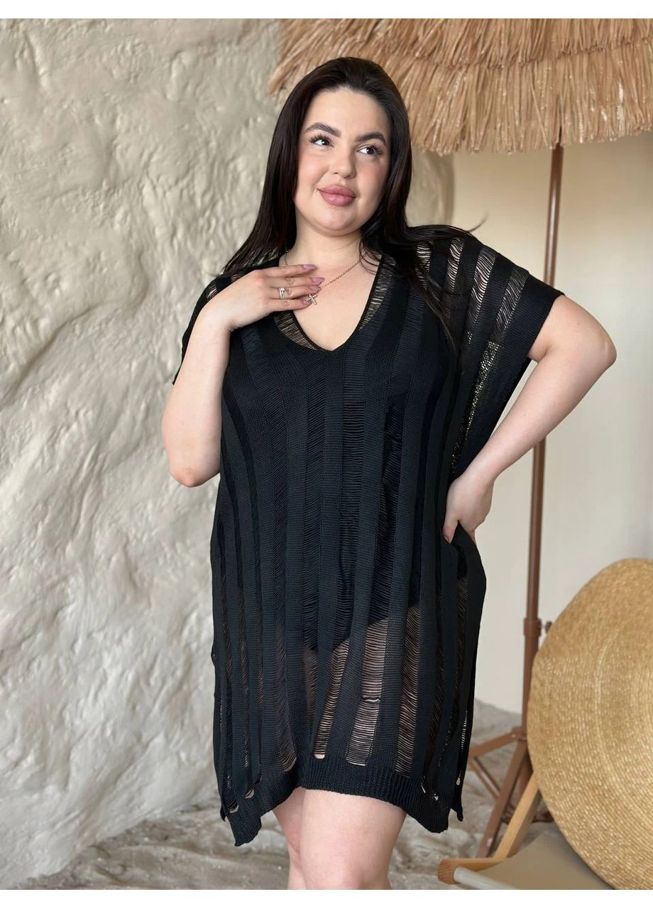 Жіноча чорна пляжна туніка PLUS SIZE Luna (399812538)